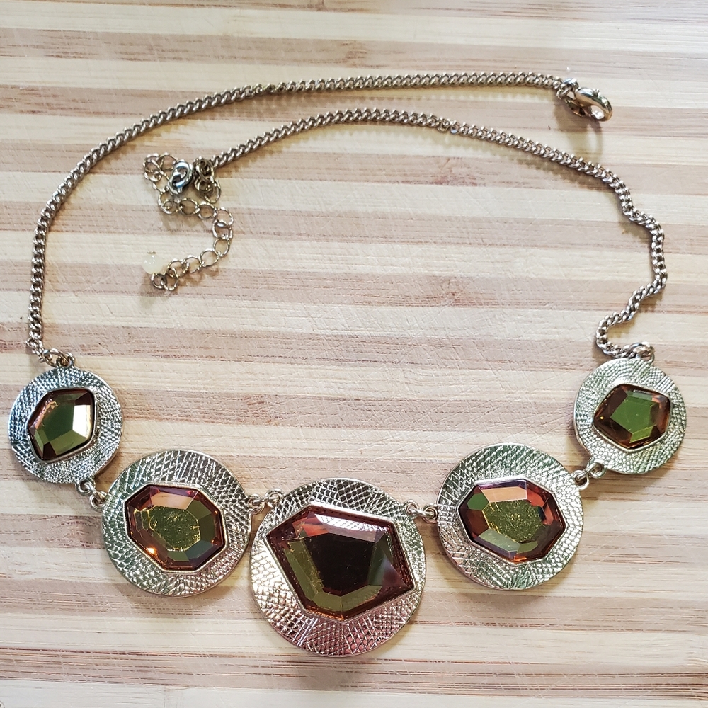 Chunky Gold Amber Necklace